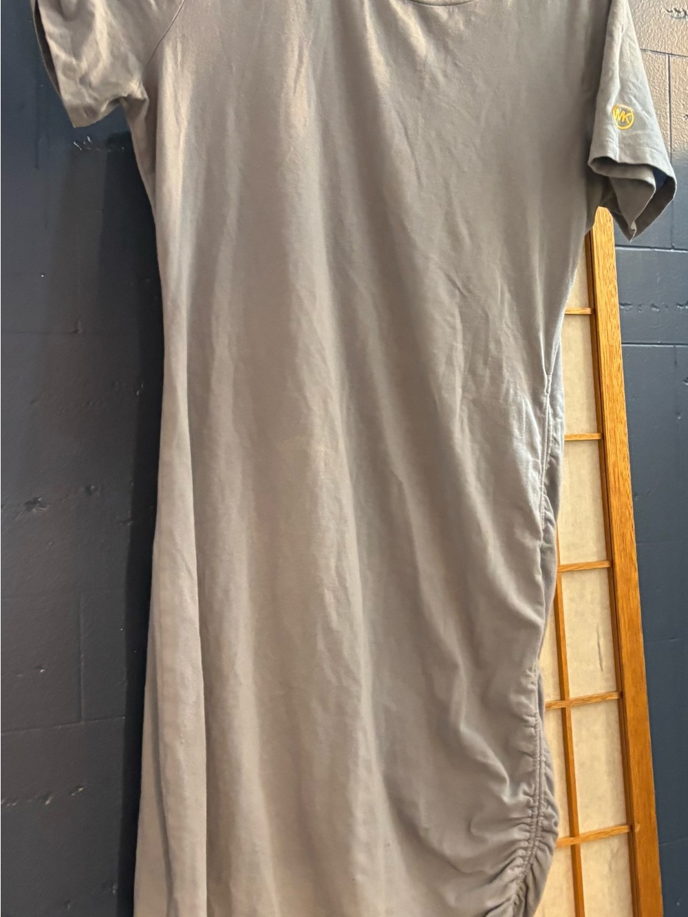 MICHAEL KORS Ruched T-Shirt Dress - Gray Blue - Size medium